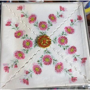 Vintage Svend Jensen Paper DINNER NAPKINS Denmark Pink Daisy